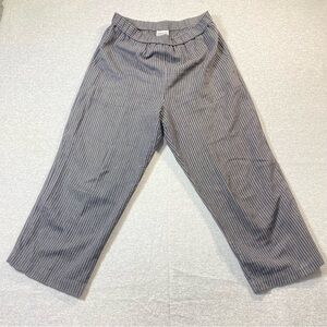 Chico's Design Pants Womens Sz 2 Black Gray Striped Wide Leg Crop Pull On Career
